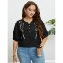 Independently developed European and American foreign trade Amazon AliExpress hot summer small V embroidery artistic loose casual top