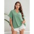 Independently develop a popular summer green V-neck fresh and fashionable women's top on Amazon's AliExpress for European and American foreign trade