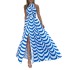 European and American women's clothing 2024 summer new item clear sweet striped hanging neck high waist split mid length dress