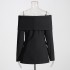 Sexy one neck off shoulder small suit 2025 new slim fit long sleeved high-end solid color suit jacket for women