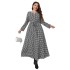 Independently developed and designed European and American foreign trade Amazon temperament ladylike style round neck black and white checkered waist cinched plus size dress