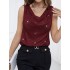 European and American cross-border foreign trade new hot item sexy V-neck strapless fashion sequin loose short pullover sweater women's vest