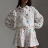 European and American foreign trade women's clothing 2024 spring new style ruffled heart printed shirt wide leg shorts casual set