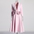 2025 new pink three-dimensional rose two-piece suit with waist cinching and slimming effect+pleated mid length skirt set