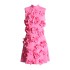 European and American style design A-line skirt 2025 new fashionable stand up collar sleeveless three-dimensional flower splicing lace up dress