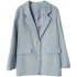 Light blue suit jacket for women, 2022 spring new style, high-end design, niche Korean version, loose temperament small suit