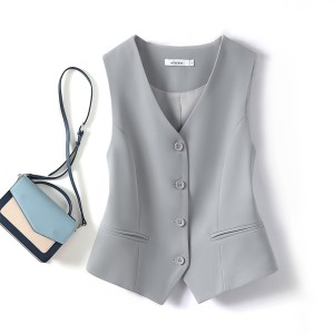 Suit vest, gray vest, women's jacket, 2023 new exterior top, short, short, sleeveless vest