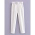 Cross border European women's 2023 spring new item with belt, pure white pants, pants+suit set