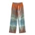 2024 Summer New Women's Clothing Silk Texture Gradient Loose Shirt Top Tie Dyeing Printed Pants Set for Foreign Trade