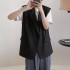 Black women's suit, small commuting vest jacket, women's 2024 Spring and Autumn new design, niche design, shoulder clip