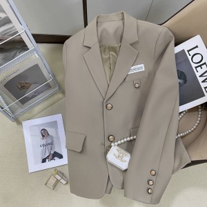 Khaki small suit jacket for women, 2023 Spring and Autumn new ultra short college style casual versatile suit