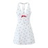 2025 Spring/Summer New French Sweet and Spicy Style Waist Hanging Neck Short Dress Sweet Cherry Printed Mini Skirt