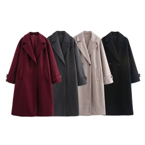 Foreign trade 2024 autumn new coat European and American summer collar long sleeved woolen loose coat niche 3046299