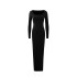 European and American Instagram trend cross-border autumn and winter new hot selling women's square collar long sleeved slim fit hip hugging long casual dress