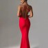 European and American Cross border Women's 2024 New Sexy Evening Dress Long Skirt with Bareback, Cross Shoulder Straps, Shrink Fold, and Hip Wrap Dress