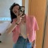 French style small fragrance pink short sleeved suit for women, summer high-end feeling, light mature style short jacket temperament, suit top thin