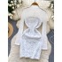 Goddess style sexy see through mesh long sleeved patchwork sequin plush slimming and slimming temperament, hip hugging dress dress