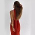 European and American style women's clothing 2024 summer new product temperament sloping shoulder sexy slim fit with exposed shoulder strap long solid color dress