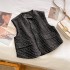 Xiaoxiangfeng vest, women's camisole, coarse tweed vest, spring jacket, new western-style internet famous short top