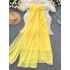 Yellow vacation style dress, women's French gentle temperament, sleeveless strapless, loose and slimming, fluttering chiffon fairy dress