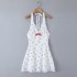 2025 Spring/Summer New French Sweet and Spicy Style Waist Hanging Neck Short Dress Sweet Cherry Printed Mini Skirt