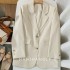 Light blue suit jacket for women, 2022 spring new style, high-end design, niche Korean version, loose temperament small suit