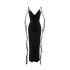 2024 European and American cross-border women's summer new sexy dress V-neck backless slim fit shoulder strap fishtail evening dress