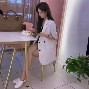 Pink short sleeved suit jacket, women's top, thin summer new style, internet famous, explosive street, high-end, loose silhouette small suit