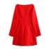 Foreign Trade 2025 Spring New Women's Clothing European and American Fashion Bow Decoration French Waist A-line Dress