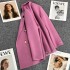 Purple pink metal buckle suit jacket for women, autumn 2022 new British style design, double breasted suit trend