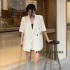 2023 summer small suit short sleeved jacket for women, fashionable and loose casual high waisted shorts, small suit short sleeved for women