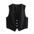 2024 Spring/Summer Casual Women's Solid Color Buckle Decoration Splicing Short Denim Vest+High Waist Split Straight Half Skirt