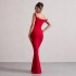 European and American Style 2025 Autumn Cross border Foreign Trade Women's Clothing Sexy One Shoulder Slant Shoulder Slimming Bag Hip Solid Color Dress for Women