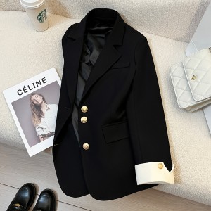 Black suit jacket for women, 2024 spring new Korean version, with a niche design sense. This year's popular temperament is slimming suit