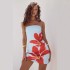 Cross border foreign trade Europe and America 2024 summer sexy women's clothing strapless flower print slim fit hip hugging short dress hair replacement