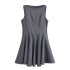 Foreign Trade 2024 European and American Summer New Fashion Round Neck Sleeveless Waist Fold Solid Color Dress for Women 4043041