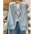 Suit jacket for women, 2023 autumn new Korean version, loose and casual two button temperament, light blue, internet famous small suit