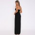 2024 Cross border women's clothing with European and American style, sexy and spicy girls, hanging neck, slim fit, exposed backpack, hip side slit jumpsuit, long skirt