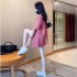 Pink short sleeved suit jacket, women's top, thin summer new style, internet famous, explosive street, high-end, loose silhouette small suit