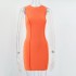 2023I European and American style summer new ins women's round neck sleeveless solid color fashionable slim fit hip hugging dress 025