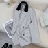 Off white Korean style design sense suit jacket for women in the spring of 2024, with a high-end casual style and explosive street small suit