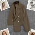 Ultra short coffee colored suit jacket for women, 2022 autumn new fashion short Korean version casual street suit