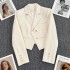 Off white ultra short suit jacket for women, autumn 2023 new item, small and stylish design, versatile suit