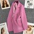 Purple pink metal buckle suit jacket for women, autumn 2022 new British style design, double breasted suit trend