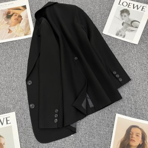 Black suit jacket for women, 2023 autumn new style, high-end, niche, explosive street style, back slit temperament, small suit