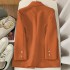 Suit jacket for women, spring new Korean version, classic two button style, orange loose casual, internet famous small suit for women