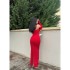 2024 Cross border foreign trade women's clothing European and American style autumn and winter sexy strapless sleeveless slit off shoulder style dress