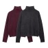 Foreign Trade 2024 Autumn New European and American Style Women's Fashion High Collar Long Sleeve Soft Basic Knitted Sweater 2142170