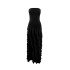 2024 European and American style summer new cross-border explosive product strapless, black fungus edge solid color side slit temperament dress wholesale