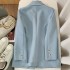 Suit jacket for women, 2023 autumn new Korean version, loose and casual two button temperament, light blue, internet famous small suit